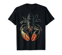 @n!mal Illustration graphique homard T-Shirt Noir Unisex S T-Shirt Coupe classique Manche courte Col V Motif homard
