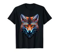 @n!mal Renard aux yeux bleus T-Shirt Bleu Unisex T-Shirt T-shirt Animal Imprimé animal Coton 100% Coupe classique Manche courte Manche côtelée Col rond T-arrière S EU 38