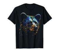 @n!mal - T-Shirt Ours d'art - Zoo Polygone Art Ours - Noir - T-Shirt Unisex - Manche Courte - Taille S