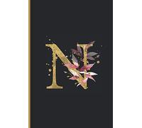N: MONOGRAMME INITIALE| Carnet de notes ligné personnalisé à la lettre de votre prénom|Journal luxe noir et or