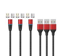 N. NETDOT 12th Génération Câble Magnétique,Chargement Rapide et Transfert de Données pour Micro-USB et USB-C Smartphones (1m/3 Pack Red)