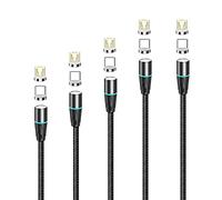 N. NETDOT Chargeur Magnetique,(0.3/1/1.5/2/2m,5 pack noir) 12th Génération pour Micro-USB/USB-C Smartphones et Venez avec 2 Connecteurs Chaque Câble
