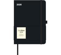 N Neumann Black 2026 Agenda semainier avec calendrier en 4 langues, aperçu international des jours fériés et des phases de lune, 16 x 22 cm, avec porte-stylo et bande élastique : Cool Diary