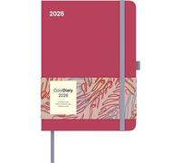 N Neumann Sunset Coral 2026 Agenda semainier avec calendrier en 4 langues, aperçu international des jours fériés et des phases de lune, 16 x 22 cm, avec porte-stylo et bande élastique : Cool Diary