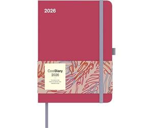 N Neumann Sunset Coral 2026 Agenda semainier avec calendrier en 4 langues, aperçu international des jours fériés et des phases de lune, 16 x 22 cm, avec porte-stylo et bande élastique : Cool Diary