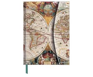 N NEUMANNVERLAGE - Antique Maps 2025 Diary - 16 x 22 cm - Agenda de poche avec fermeture magnétique et ruban marque-page - Poche pour cartes de visite, calendrier annuel et international : Magneto