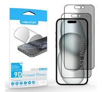 N NEWTOP Film de confidentialité en céramique compatible avec iPhone 15, brillant Full GLUE 0,24 mm, 9D, verre de protection d'écran trempé, anti-choc, cadre noir, rayures complètes, protection (2)