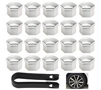 N/S MoK 20 Pièces Cache Ecrou 17 mm, Ecrou Couvre avec Outil Demontage, Écrou de Roue de Jante Cache, pour Voitures, Capuchon de Protection de Ecrou (Argenté)