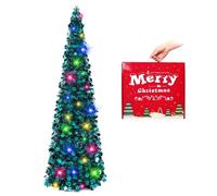 N&T NIETING Arbre De NoëL, 150cm Pliable Pop - Up Arbre De NoëL, Tinsel CôTe Arbre De NoëL pour La DéCoration De NoëL De Vacances, Affichage à La Maison, DéCoration De Bureau (Paon Bleu)