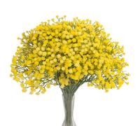 N&T NIETING Gypsophila Lot de 10 Fleurs artificielles gypsophile Bouquets de Fleurs artificielles pour Mariage, fête de mariée, décoration d'intérieur (Jaune)