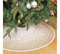 N&T NIETING Jupe de sapin de Noël, 75 cm en toile de jute, avec paillettes blanches, flocons de neige, point de Noël, couverture de Noël, tapis de Noël, fête, décoration de sapin de Noël