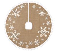 N&T NIETING Jupe de sapin de Noël, 76,2 cm, en toile de jute blanche avec petits pompons pour décoration de sapin de Noël Kaki, 30 inch