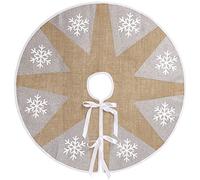 N&T NIETING Jupe de Sapin de Noël en Toile de Jute, 76,2 cm, Paillettes argentées, Flocons de Neige imprimés, Jupe de Sapin de Noël pour fêtes de Noël, décorations d'intérieur et d'extérieur, 30 inch