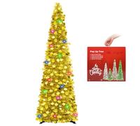 N&T NIETING Sapin de Noël, Pop Up Arbre De NoëL Sapin de Noel Artificiel 150 cm, Tinsel CôTe Arbre De NoëL pour La DéCoration De NoëL De Vacances, Affichage à La Maison, DéCoration(Couleur Or)