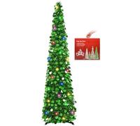 N&T NIETING Sapin de Noël, Pop Up Arbre De NoëL Sapin de Noel Artificiel 150 cm, Tinsel CôTe Arbre De NoëL pour La DéCoration De NoëL De Vacances, Affichage à La Maison, DéCoration De Bureau(Vert)