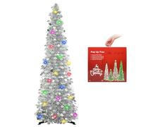 N&T NIETING Sapin de Noël, Pop Up Arbre De NoëL Sapin de Noel Artificiel 150 cm, Tinsel CôTe Arbre De NoëL pour La DéCoration De NoëL De Vacances, Affichage à La Maison, DéCoration De Bureau(Argenté)