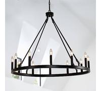 n Wheel Round Outdoor Porche - 24 lumières Noires Style Bougie du Milieu du siècle, Grande Taille