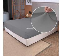 N&Y HOME Drap-housse taille jumeau uniquement - Tricot extensible dans 4 directions, ajustement parfait, infroissable et reste en place, plus de glissement du matelas, doux et confortable - Gris, lit simple