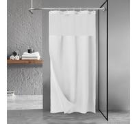 N&Y HOME Rideau de Douche à Tissage gaufré avec Doublure en Tissu à Clipser et Ensemble de Crochets - Petite Cabine de Douche de 91,4 x 182,9 cm, Style hôtel et fenêtre sur Le Dessus en Maille