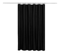 N&Y HOME Rideau de Douche en Tissu avec aimants lestés - Rideau de Douche Noir Opaque de qualité hôtelière pour Salle de Bain, Lavable en Machine, Hydrofuge - Noir - 183 x 183 cm