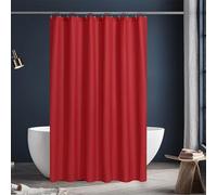 N&Y HOME Rideau de Douche en Tissu avec aimants - Rideau de Douche Rouge de qualité hôtelière pour Salle de Bain, Lavable en Machine et Hydrofuge - Rouge - 183 x 183 cm