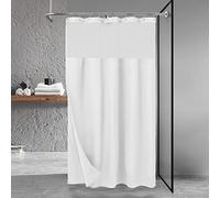 N&Y HOME Rideau de Douche gaufré avec Doublure en Tissu à Clipser et Ensemble de Crochets - 137,2 x 198,1 cm, Taille Cabine de Douche, Style hôtel et fenêtre sur Le Dessus en Maille, Lavable en