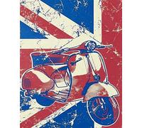 N117 Plaque en métal avec drapeau Union Jack Vespa Scooter Brighton Mods 20,3 x 30,5 cm