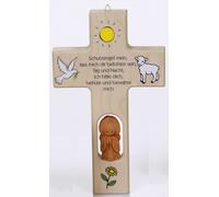 N414 Croix pour enfants "Ange gardien mon..." - Bois, 20 cm