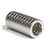 N45 Lot de 5 mini aimants en néodyme avec trou de 6 mm et disques de 9 mm x 2 mm argenté