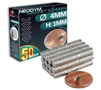 N45 Lot de 50 mini aimants en néodyme pour tableau magnétique ou tableau blanc 4 mm x 1 mm