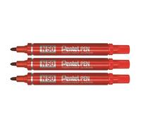 [N50/B-RGE-3] Pentel Lot de 3 Marqueurs permanent N50 Pointe Ogive 2 mm Rouge