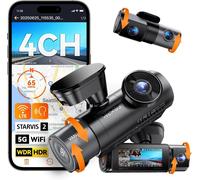 N5S 4-Canaux Dashcam Voiture 2.7K+1080P+1080P+1440P, 360 degrés STARVIS 2 5GHz WiFi GPS Caméra Embarquée, Contrôle Vocale Français 24h. Mode Parking Tampon, Module LTE Optionel, Max 1To