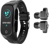 N8 Bracelet intelligent + écouteurs TWS deux en un, écran couleur TFT de 0,96 pouce, BT5.0, prend en charge le comptage des pas/calories/fréquence cardiaque/pression artérielle/surveillance du sommeil