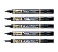 [N860-A-5] Pentel Lot de 5 marqueurs permanent N860, noir, pointe biseautée