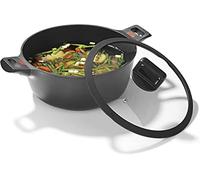 N8WERK Casserole en fonte d'aluminium dans l'édition Midnight | 28 cm | Indicateur de température à changement de couleur | Convient à tous les types de cuisinières | Revêtement 3 couches