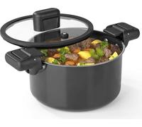 N8WERK Casserole en fonte d'aluminium Midnight Edition 24 cm Indicateur de température Couvercle Bord en silicone Tous feux induction Scellement 3-fois Ilag-Ultimate