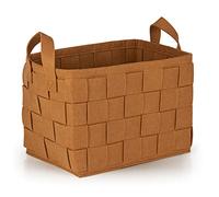 N8WERK Panier de rangement en feutre avec poignée 35x25x25 cm | Idéal pour le bois de cheminée et magazines | Durable et polyvalent | Panier pliable pour stockage [Marron]