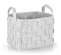 N8WERK Panier de rangement en feutre avec poignée 40x30x30 cm | Idéal pour le bois de cheminée et magazines | Durable et polyvalent | Panier pliable pour stockage [Gris clair]