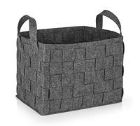 N8WERK Panier de rangement en feutre avec poignée 40x30x30 cm | Idéal pour le bois de cheminée et magazines | Durable et polyvalent | Panier pliable pour stockage [Gris foncé]