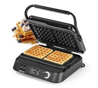 N8WERK Premium Gaufrier Midnight Edition | 1600 W | 5 programmes | 7 niveaux de brunissage | écran LCD | compte à rebours | plaques chauffantes extra profondes pour des gaufres extra aérées