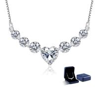 N9NEMUSES Collier en moissanite pour femme, collier en forme de cœur de 1,7 à 7,6 carats avec gravure « I Love You » - Cadeau d'anniversaire pour femme, cadeau d'anniversaire pour femme, femme, maman