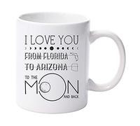 NA Bonne fête des mères Cadeau pour Maman État à État Floride Arizona Tasse Je t'aime à la Lune et Retour Maman Cadeaux de Fille Fils Maman poèmes Tasse à café Tasse à thé 11 oz