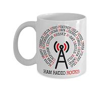 NA Cadeaux d'opérateur Radio Amateur - - Tasse à café Blanche Cadeaux Parfaits pour Les opérateurs radioamateurs - Alphabet phonétique de l'OTAN - Roches Radio Jambon