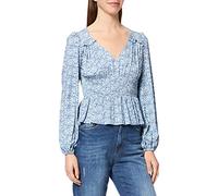 NA-KD Blouse avec Taille marquée, Bleu, 34 Femme