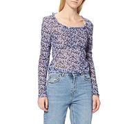 NA-KD Frill Detail Mesh Top Chemise, Fleur Violette, 2XL Femme