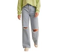 NA-KD Jean déchiré Taille Haute au Genou, Bleu Clair, 38 Femme