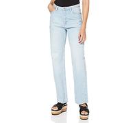 NA-KD Jean Droit Taille Haute avec Ourlet Brut, Bleu Clair, 46 Femme