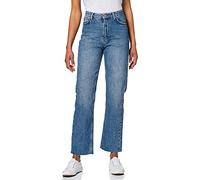 NA-KD Jean Droit Taille Haute avec Ourlet Brut Femme, Bleu Moyen, 42