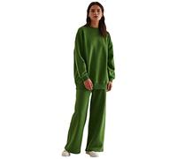 NA-KD Organic Wide Sweatpants Pantalon de survtement, Vert forêt, M Femme