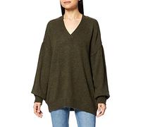 NA-KD Pull tricoté à col en V Over, Vert, S Femme